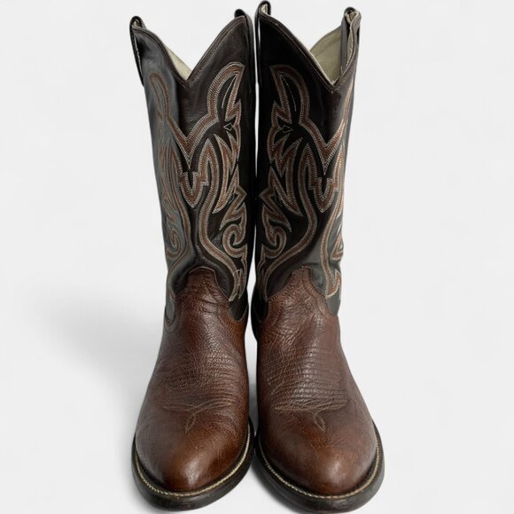 Cowtown Vintage Men's Leather Embordered Brown Western Cowboy Boots Size 9.5 - Picture 3 of 14